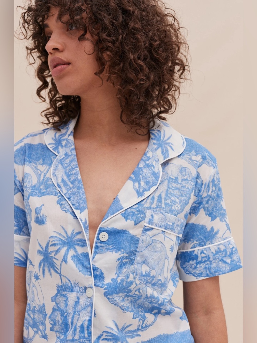 Desmond and Dempsey SHORT SLEEVE PYJAMA SET LOXODONTA BLUE New with Tags! - Picture 4 of 12